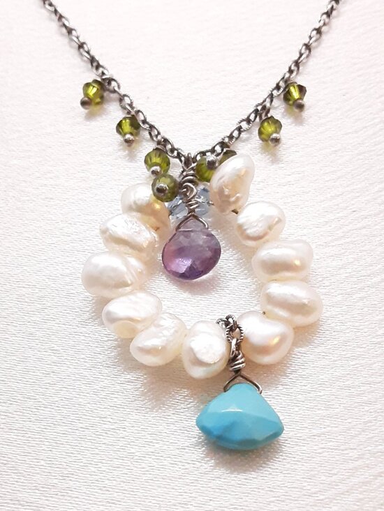 Ivy Stella Jewelry - Western Dance Night. NEW amethyst pearl and turquoise necklace
